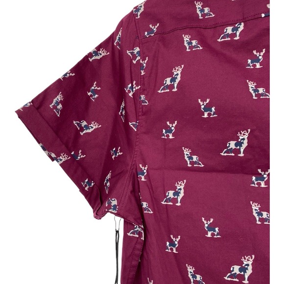 NEW Paper Denim and Cloth Mens Button Down Top Shirt M Maroon Short Sleeve - Picture 10 of 10